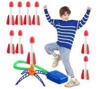 MisFun Cohete Juguete, Juegos Jardin Juguete Cohete de Aire con 8 Cohetes de Espuma + 1 Lanzador de Cohetes, Juegos Exterior Niños, Regalo para niños a Partir de 3 4 5 6 7 8 9+ años