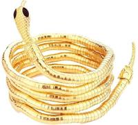 MisFun Collar Pulsera de Estampado de Serpiente Retro Snake Punk Collar de Serpiente Flexible de Serpientes de Personalidad Serpientes Femenina Joyas Distorsionadas Collar Tira Larga (Oro)