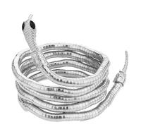 MisFun Collar Pulsera de Estampado de Serpiente Retro Snake Punk Collar de Serpiente Flexible de Serpientes de Personalidad Serpientes Femenina Joyas Distorsionadas Collar Tira Larga (Plata)