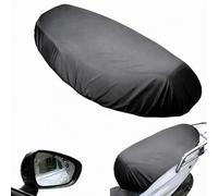 MisFun Funda de asiento universal para motocicleta con 2 láminas protectoras redondas para espejo retrovisor, tela Oxford+PU con banda de goma, fundas de asiento impermeables, color negro, XXL