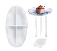 MisFun Moldes Resina Epoxi, Molde de Resina de Bandeja, Moldes de Silicona Ovaladas con 3 Herramienta, Silicona para Moldes de Posavasos, para Bricolaje, Ceniceros, Portavelas, Manualidade (B)