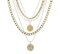 MisFun Mujer multicapa punk pirata cadena de oro joyería con