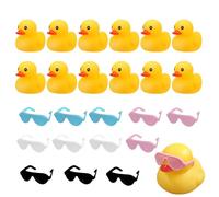 MisFun Patos De Goma, Patitos Juguetes Bañera, Juguetes de Pato de Goma Patito a Flote Amarillo, con 12 Uds Gafas de Sol Goma del Pato Flotante Patos de Goma Bañera Lindo Juguetes Pato