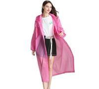 MisFun Portátil Poncho Impermeable, Reutilizable Poncho de Iluvia para Adultos con Capucha, Chubasquero para Mujeres y Hombres, Chubasquero Plegable, Para Viajes, Senderismo, Bicicleta(Rosa)
