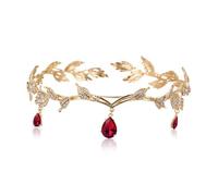 MisFun Rojo Cristal Diademas Mujer, Tocados de Pelo Boda, Corona Cumpleaños, Diadema para Diadema de Princesa Elfo de Regalo, Corona Nupcial Proms de Desfiles Fiesta de Cumpleaños