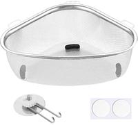 MisFun Triángulo Cestas de Drenaje de Cocina, Colador de Fregadero Multifunción, Colador de Cocina de Acero Inoxidable, Cesta de Drenaje Para Verduras Frutas, Cesta de Fregadero Escurridor Pasta