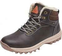 Mishansha Botas de Invierno Mujer Hombre Botas de Nieve de Plano con Forro Cálidas Zapatos para Caminar Senderismo y Trekking - Impermeables Calentitas y Antideslizantes, Marrón Cedro, 39 EU
