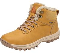 Mishansha Botas de Invierno Mujer Hombre Botas de Nieve de Plano con Forro Cálidas Zapatos para Caminar Senderismo y Trekking - Impermeables Calentitas y Antideslizantes, Amarillo Mantequilla, 43 EU