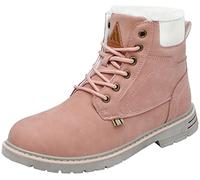 Mishansha Botas de Invierno Mujer Hombre Botas de Nieve de Plano con Forro Cálidas Zapatos para Caminar Senderismo y Trekking - Impermeables Calentitas y Antideslizantes, Rosa Caramelo, 40 EU