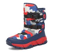 Mishansha Botas de Nieve Niña Niño Zapatos Invierno Cómodo con Forro Acolchado Botas Unisex-niños Impermeables Calientes y Antideslizante, Azul Rojo, 33 EU