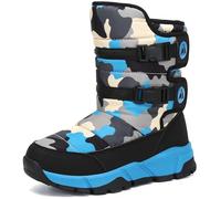 Mishansha Botas de Nieve Niño Botas de Invierno Niña Impermeable Antideslizante Cálido Forro Niñas Niños Al Aire Libre Boots Azul 25