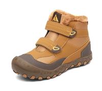Mishansha Botas de Nieve Niños Botines Invierno Cómodo Niña Niño con Forro Acolchado Calentitas Botas Antideslizante Zapatos de Senderismo Exteriores, Tortilla Marrón 37 EU