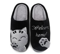 Mishansha Hombre Mujer Zapatillas de Casa para Invierno Otoño, con Forro de Felpa y Suela Dura, Cómodas/Blanditas/Mulliditas y Calentitas(Negro, 41/42 EU - Tamaño del fabricante: 42/43 CN)