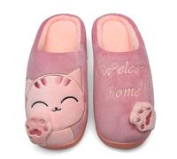 Mishansha Hombre Mujer Zapatillas de Casa para Invierno Otoño, con Forro de Felpa y Suela Dura, Cómodas/Blanditas/Mulliditas y Calentitas(Rojo, 37/38 EU - Tamaño del fabricante: 38/39 CN)