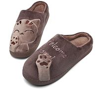 Mishansha Hombre Zapatillas de Invierno Diseño Lindo Pantufla Mujer Antideslizantes Ligero Zapatillas de Felpa para Invierno Otoño, Marrón 43/44 EU=44/45 CN