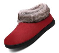 Mishansha Mujer Invierno Antideslizantes Cálido Zapatillas de Estar por Casa Espuma Viscoelástica Pantuflas Felpa Mocasines Comodos, Rojo 42