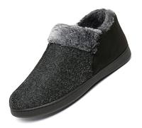 Mishansha Pantuflas Mujeres Invierno Antideslizantes Cálido y Confortable Zapatillas Estar por Casa Hombres Zapatillas con Forro de Felpa, Unisexo Negro 47
