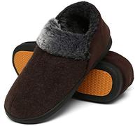 Mishansha Zapatillas Casa Hombre Invierno Pantuflas Hombre Cálido Zapatillas de Andar por Casa Cerradas Forrado Memory Foam Pantuflas de Invierno Café,Gr.45