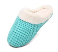 Mishansha Zapatillas Invierno Mujer Memory Foam Casa Zapatos Antideslizante Caliente Pantuflas Casa Cómodas Suave Slippers,Verde,42/43