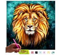 MISHBAY Kit de Pintura de Diamantes para Adultos León - 30x40 cm - Diamond Painting Kit Completo de Bricolaje Relajante para Mujeres y Principiantes - un Pasatiempo Creativo para un Descanso Tranquilo