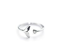 MISHITI 925 Anillo sólido de Plata esterlina Exquisito Anillo de Banda Lisa con Cola de Ballena Ajustable