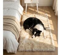 Mishukaze Rugs Living Room, Runner Rug for Bedroom, Washable Anti Slip Fluffy Rug Shaggy Soft Modern Floor Carpets Mat Beside Rugs for Kids Hallway Living Room (White with Brown Tip, 90 * 150)