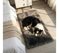 Mishukaze Rugs Living Room, Runner Rug for Bedroom, Washable Anti Slip Fluffy Rug Shaggy Soft Modern Floor Carpets Mat Beside Rugs for Kids Hallway Living Room (Dark Gray, 60 x 110)