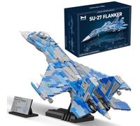 MISINI M8025 SU-27 - Juego de bloques de construcción Flanker, modelo de avión militar MOC con soporte y placa de identificación, regalo coleccionable para fanáticos militares y entusiastas adultos