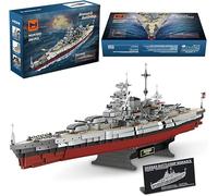MISINI Technik FC4201 Battleship alemán Bismarck Bloques de sujeción, 2081 PCs/MOC Gran buque de guerra militar alemán modelo de batalla buque de guerra marina para adultos