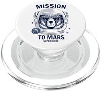 Misión a Marte Cool Space Astronauta Oso Dibujos Animados Gráfico PopSockets PopGrip para MagSafe
