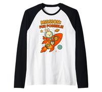 Misión Divertida Posible: Lindo Conejito Astronauta y tripulación Espacial Camiseta Manga Raglan
