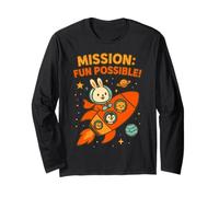 Misión Divertida Posible: Lindo Conejito Astronauta y tripulación Espacial Manga Larga