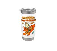 Misión divertida posible: lindo conejito astronauta y tripulación espacial Vaso térmico de acero inoxidable de doble pared