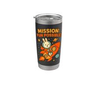 Misión divertida posible: lindo conejito astronauta y tripulación espacial Vaso térmico de acero inoxidable de doble pared