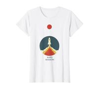 Misión Marte Camiseta gráfica económica, Mujer, Blanco, XS