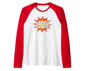 Misión Posible Maestro de Escuela Inspiracional Motivacional Camiseta Manga Raglan