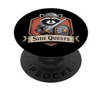 Misiones secundarias Gamer Mapache Medieval PopSockets PopGrip Adhesivo