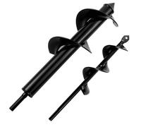 MISIQIMA 2 brocas de tierra para destornillador inalámbrico, color negro, para taladro, jardinería, para aflojar el suelo y cavar agujeros en la horticultura (8 cm × 30 cm + 4 cm × 22 cm)