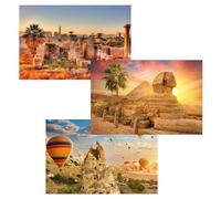 MISITU Mini puzle para adultos de 150 piezas para niños mayores de 14 años (Templo de Karnak en Egipto, Turquía, Esfinge Egipto, 3 unidades)