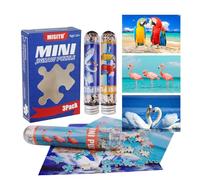 MISITU Paquete de 3 mini puzzles de 150 piezas para adultos, pequeño y complicado flamenco loro cisne puzzle
