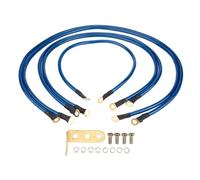 Miskall 5Pcs Car Ground Wire Kit Improve Start Performance DC 0 To 48V Copper Clad Aluminium PVC for Car Boat Truck SUV (Blue)