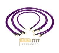 Miskall 5Pcs Car Ground Wire Kit Improve Start Performance DC 0 To 48V Copper Clad Aluminium PVC for Car Boat Truck SUV (Violet)