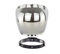 Miskall Bubble para casco de motocicleta, visera de burbuja retro para motocicleta, lente de PC, parabrisas para casco con 3 broches con juego de marco, color plateado