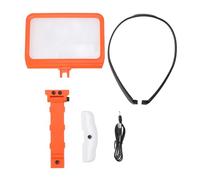Miskall Neck Hanging Magnifying Glass, Hands Wear Flexible for Reading Detachable 5X Magnification Hands Librate Magnifying Glass with 48 LED Chips for Senior (Orange)