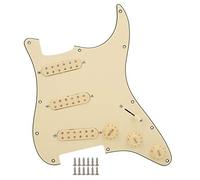 Miskall Pre Wired Pickguard Pickup Set, Single Coil Beige Electric Guitar Musical Instrument Accessories for Electric Guitar Parts