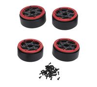 Miskall Rueda de Coche RC de Fibra de Carbono, bujes con Disco de Freno, Rendimiento Ligero y Duradero para Escala 1/10 SCX10 RR10 Off Road Rock Crawling, 59 mm de diámetro, Juego de 4 (Roja)