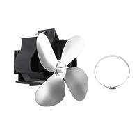 Miskall Ventilador para chimenea montado en la pared, ventilador de estufa de leña con 4 aspas, autogenerado, no necesita electricidad para chimeneas domésticas, camping, aleación de (Silver)