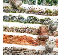 MisKepaa Juego de 6 rollos de cinta adhesiva adhesiva de PET, pegatinas de pared verde para diario, diario de balas, cuaderno, planificador, marco de fotos, manualidades (pared de flores de campo