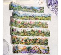 MisKepaa Juego de 6 rollos de cinta washi de flores, diseño de paisaje, para álbumes de recortes, álbumes de recortes, etc