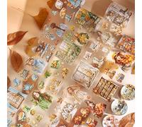 MisKepaa Juego de pegatinas para álbumes de recortes, 6 rollos, accesorios de diario, hojas vintage con temática de PET, pegatinas estéticas, decoración para accesorios de diario, álbum de fotos